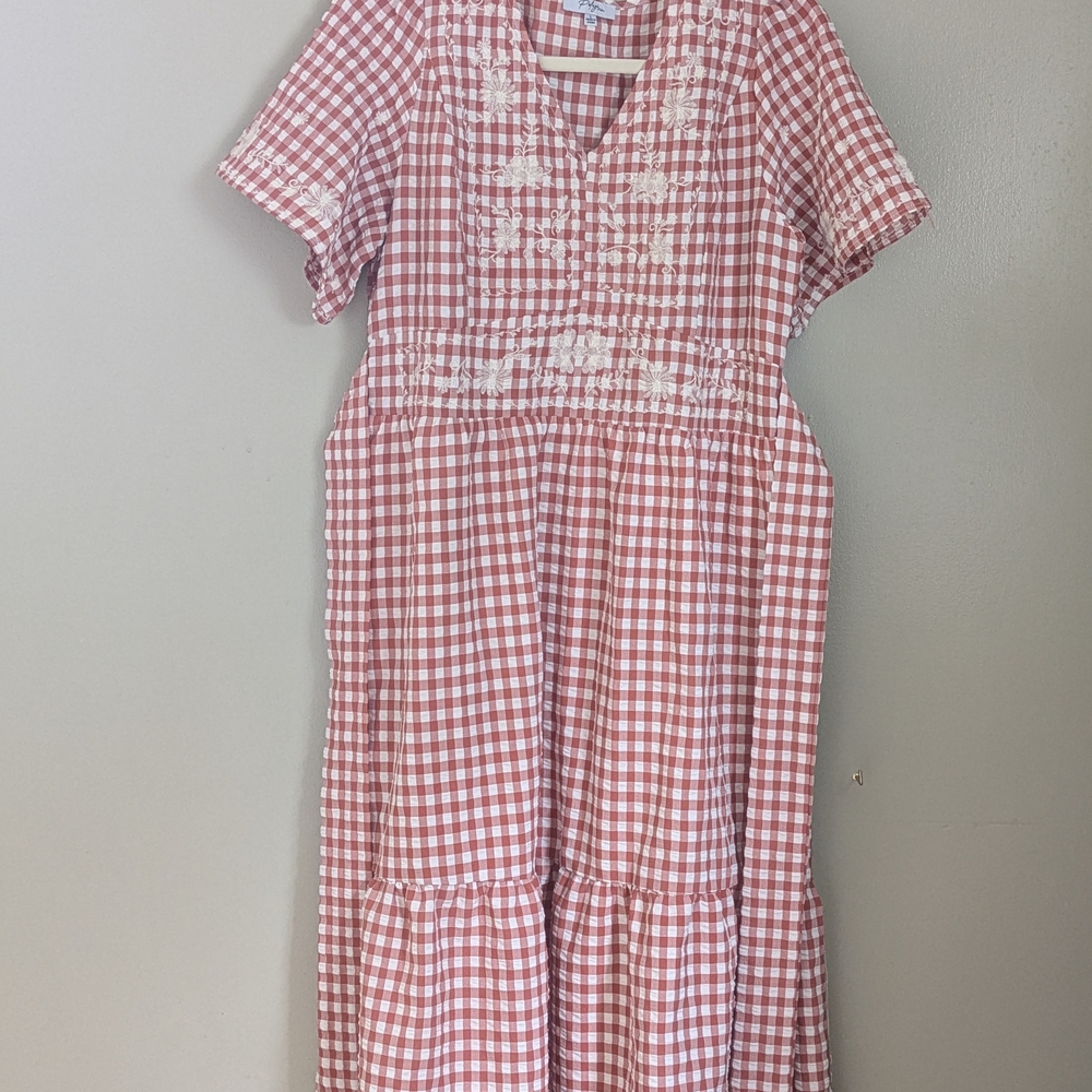 Polagram Red and White Checkered Top
